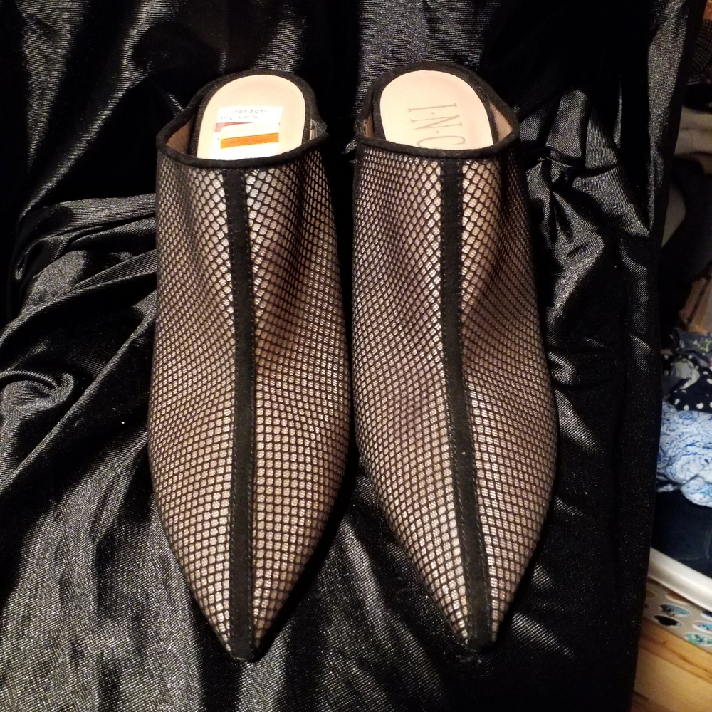 INC International Concepts Black Mesh Mules